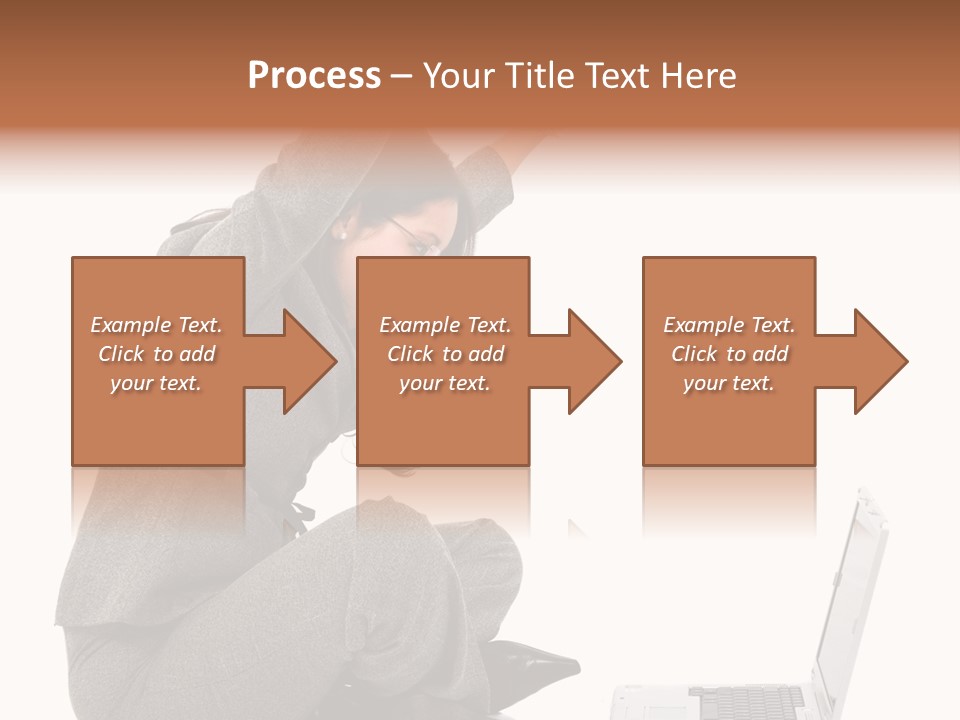 Business Woman Happy With Her Success While Working On A Laptop - Isolated Over A White Background PowerPoint Template