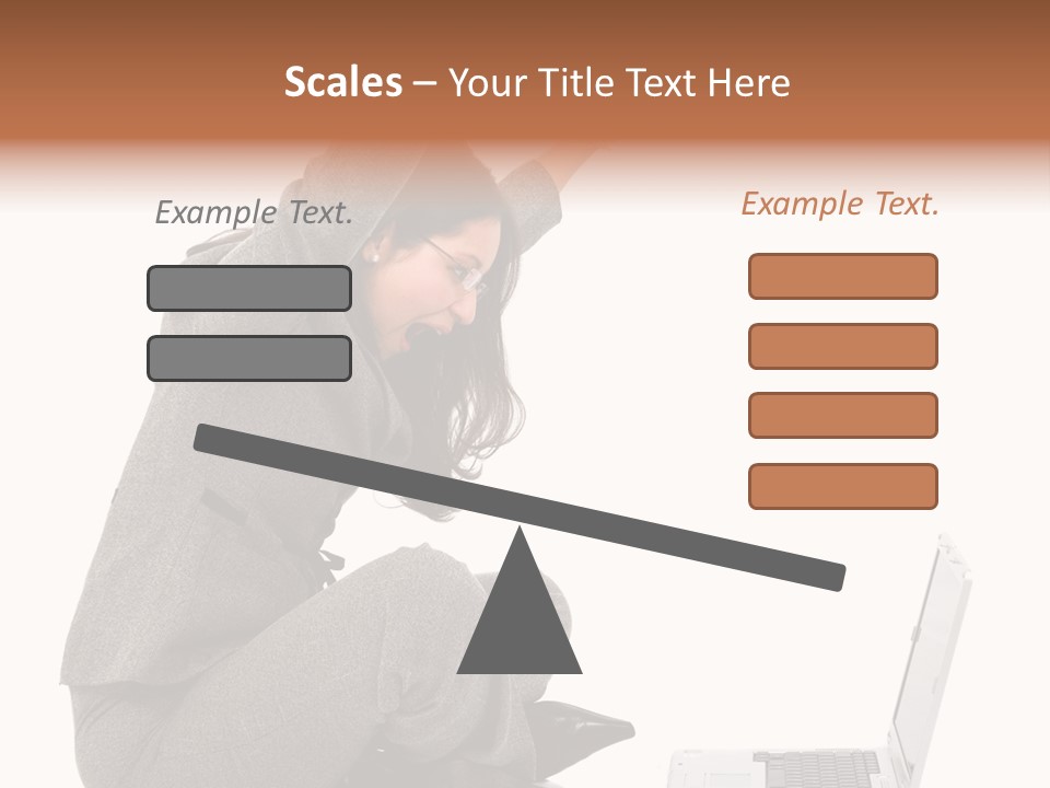 Business Woman Happy With Her Success While Working On A Laptop - Isolated Over A White Background PowerPoint Template