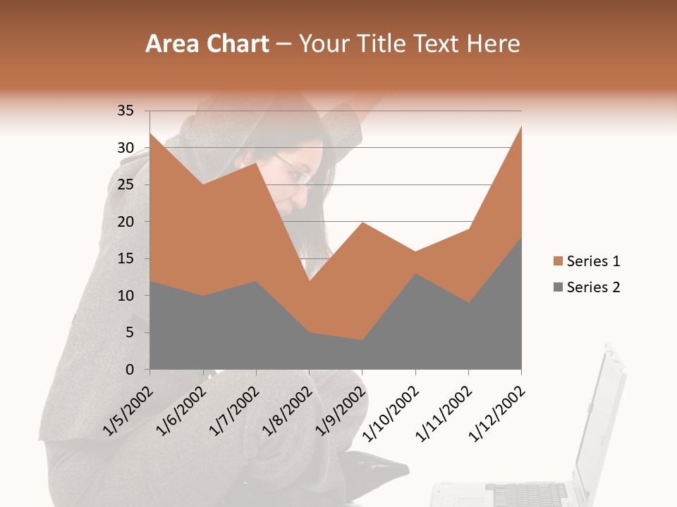 Business Woman Happy With Her Success While Working On A Laptop - Isolated Over A White Background PowerPoint Template
