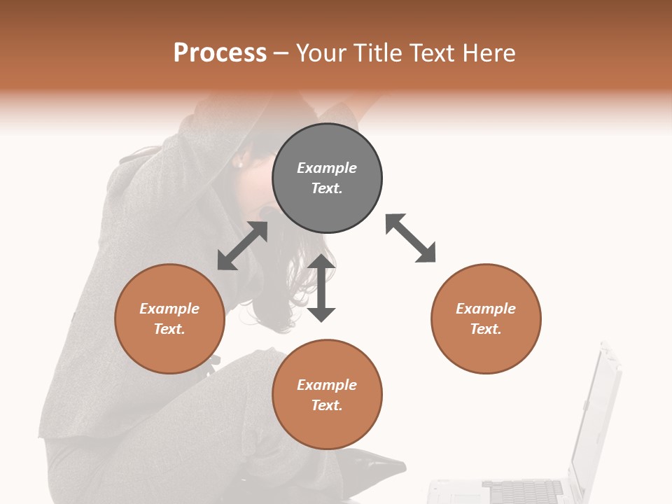 Business Woman Happy With Her Success While Working On A Laptop - Isolated Over A White Background PowerPoint Template