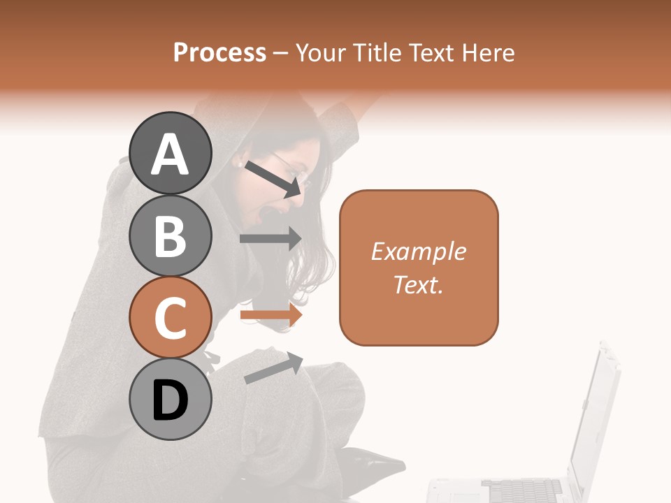 Business Woman Happy With Her Success While Working On A Laptop - Isolated Over A White Background PowerPoint Template