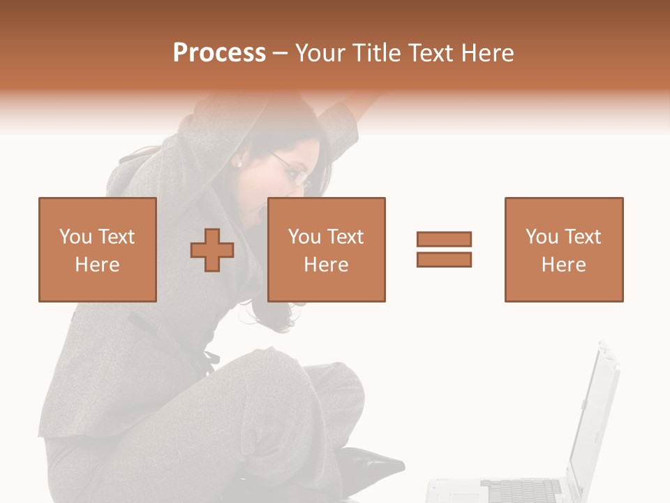 Business Woman Happy With Her Success While Working On A Laptop - Isolated Over A White Background PowerPoint Template