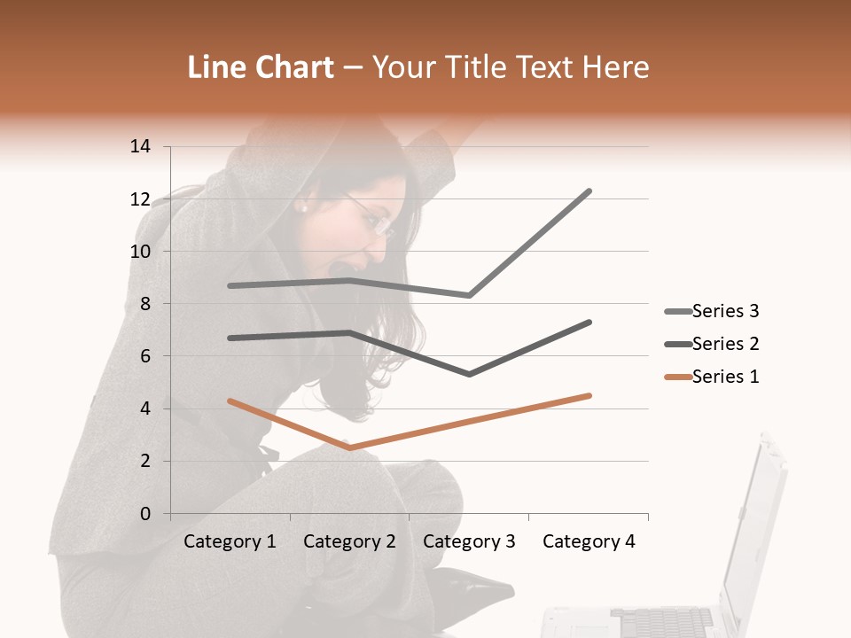 Business Woman Happy With Her Success While Working On A Laptop - Isolated Over A White Background PowerPoint Template