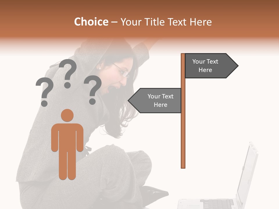 Business Woman Happy With Her Success While Working On A Laptop - Isolated Over A White Background PowerPoint Template