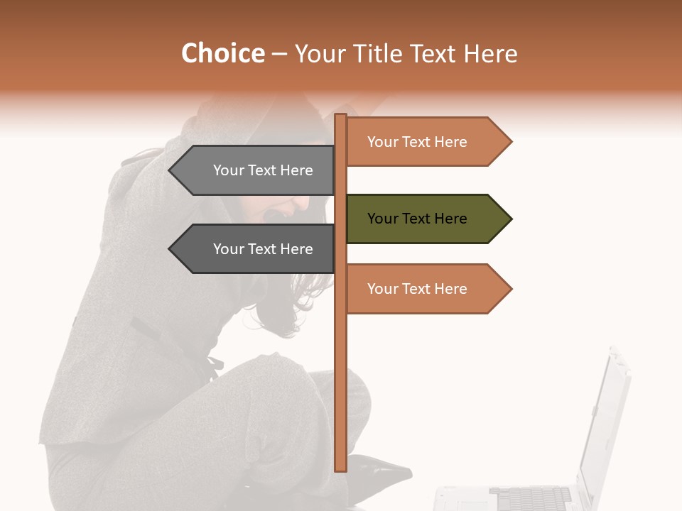 Business Woman Happy With Her Success While Working On A Laptop - Isolated Over A White Background PowerPoint Template