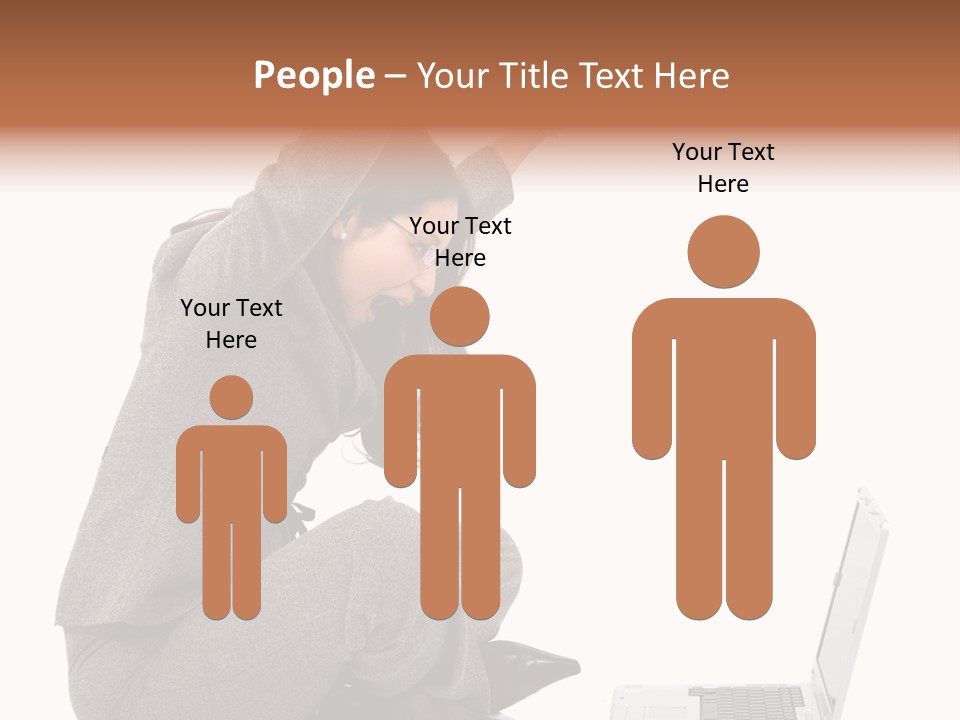 Business Woman Happy With Her Success While Working On A Laptop - Isolated Over A White Background PowerPoint Template