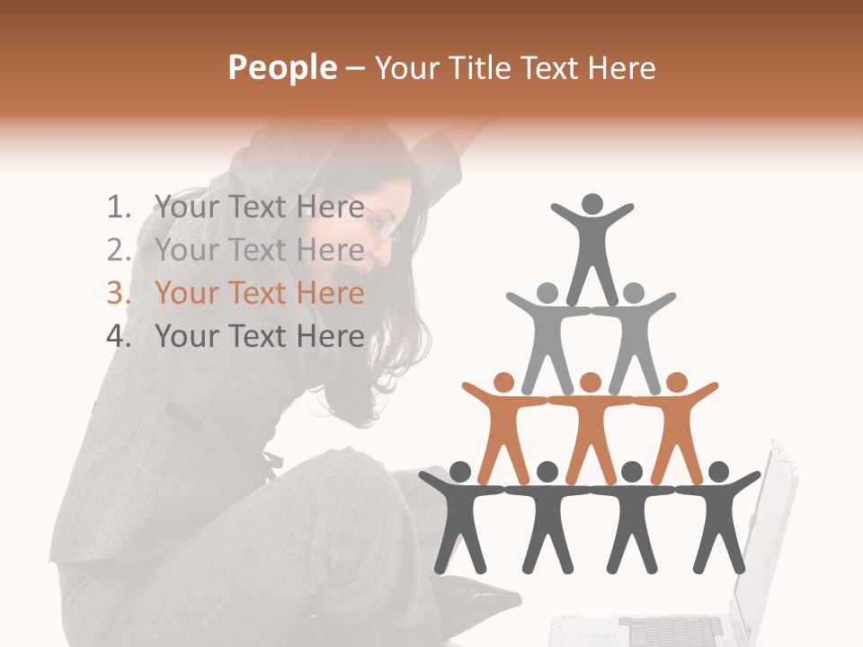 Business Woman Happy With Her Success While Working On A Laptop - Isolated Over A White Background PowerPoint Template