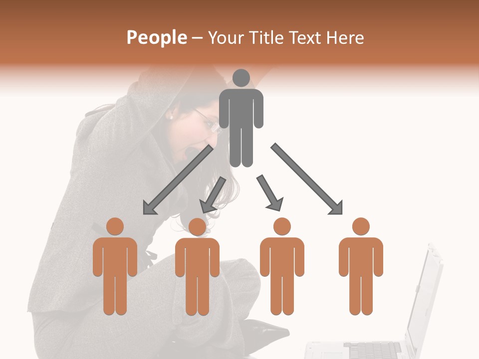 Business Woman Happy With Her Success While Working On A Laptop - Isolated Over A White Background PowerPoint Template