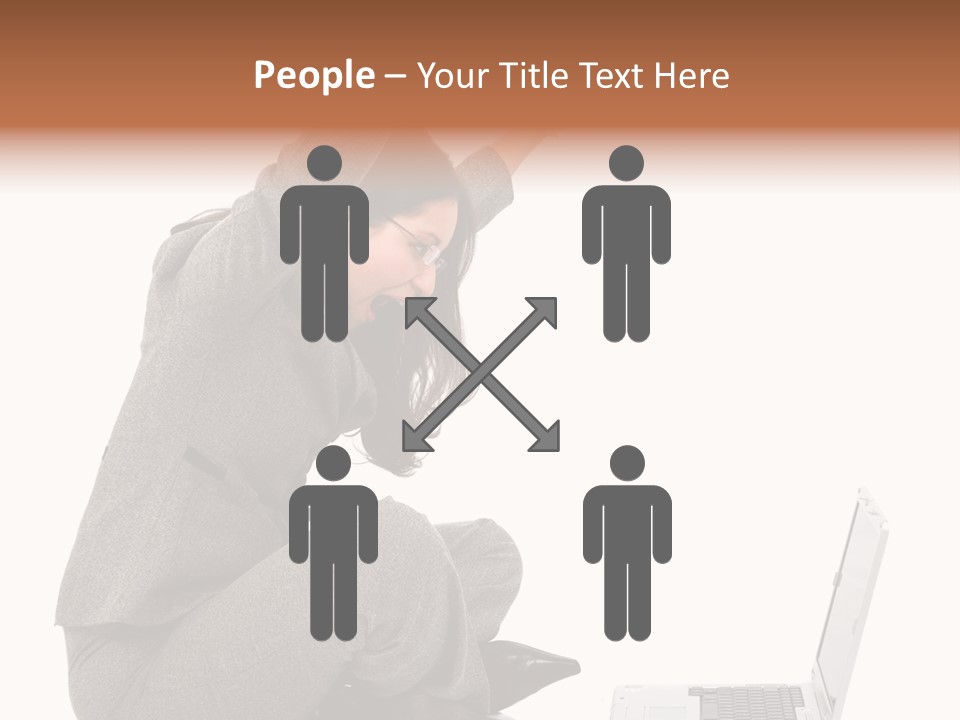 Business Woman Happy With Her Success While Working On A Laptop - Isolated Over A White Background PowerPoint Template