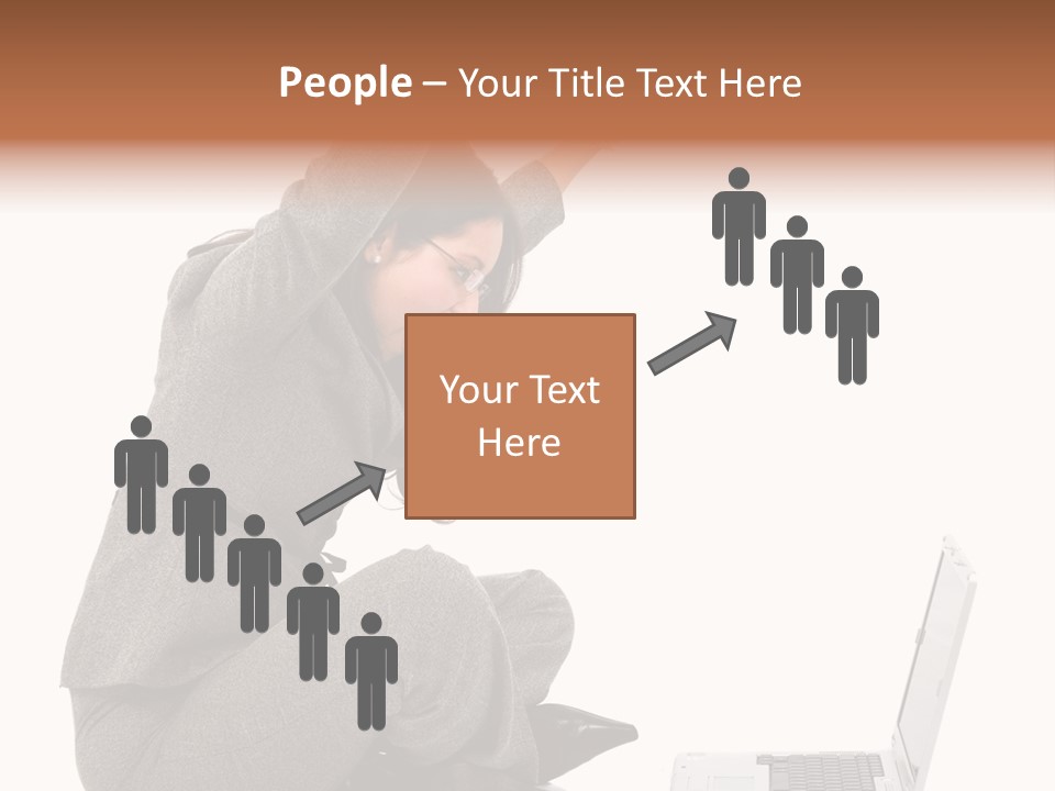 Business Woman Happy With Her Success While Working On A Laptop - Isolated Over A White Background PowerPoint Template