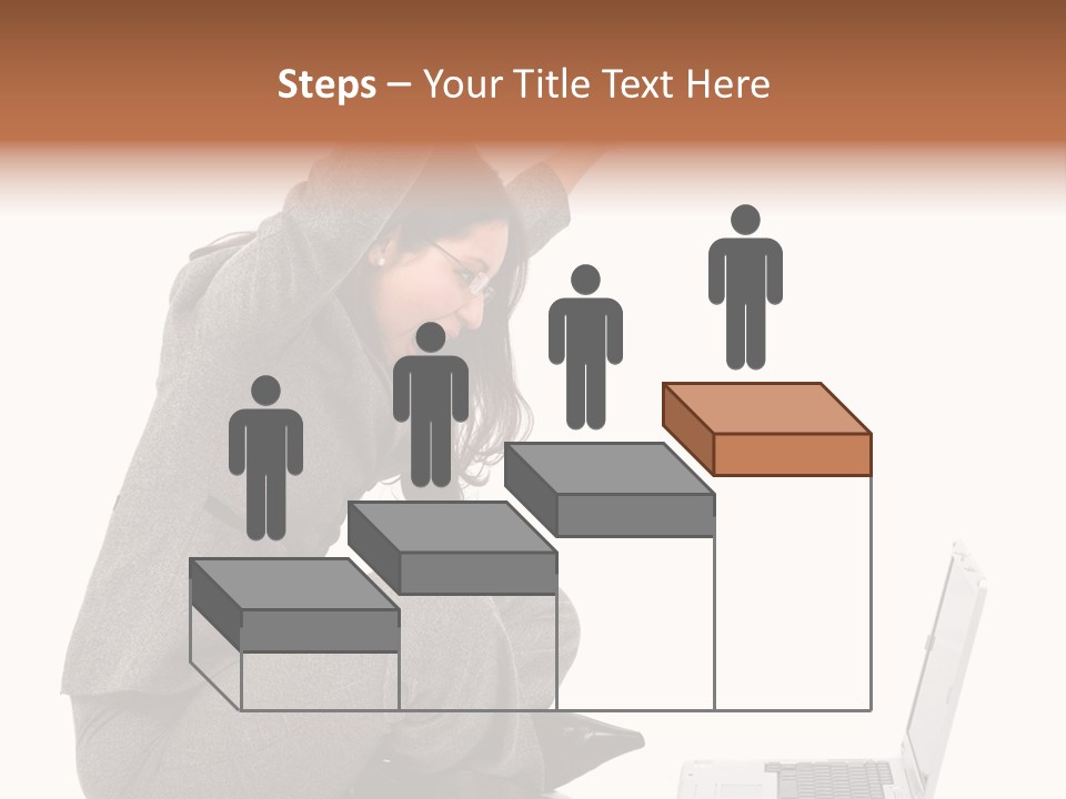 Business Woman Happy With Her Success While Working On A Laptop - Isolated Over A White Background PowerPoint Template