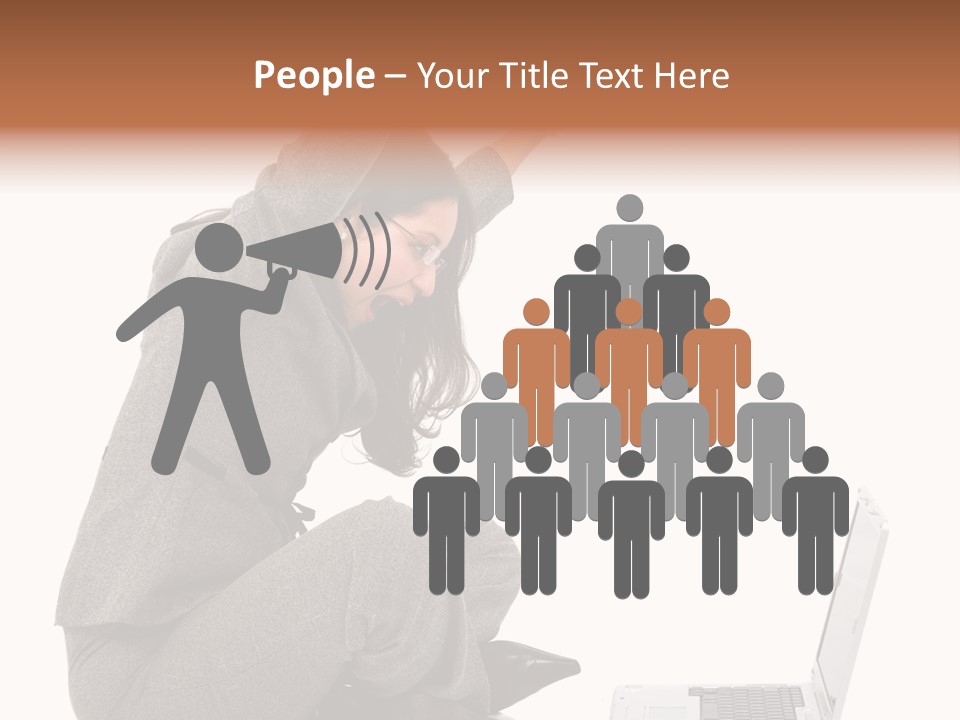 Business Woman Happy With Her Success While Working On A Laptop - Isolated Over A White Background PowerPoint Template