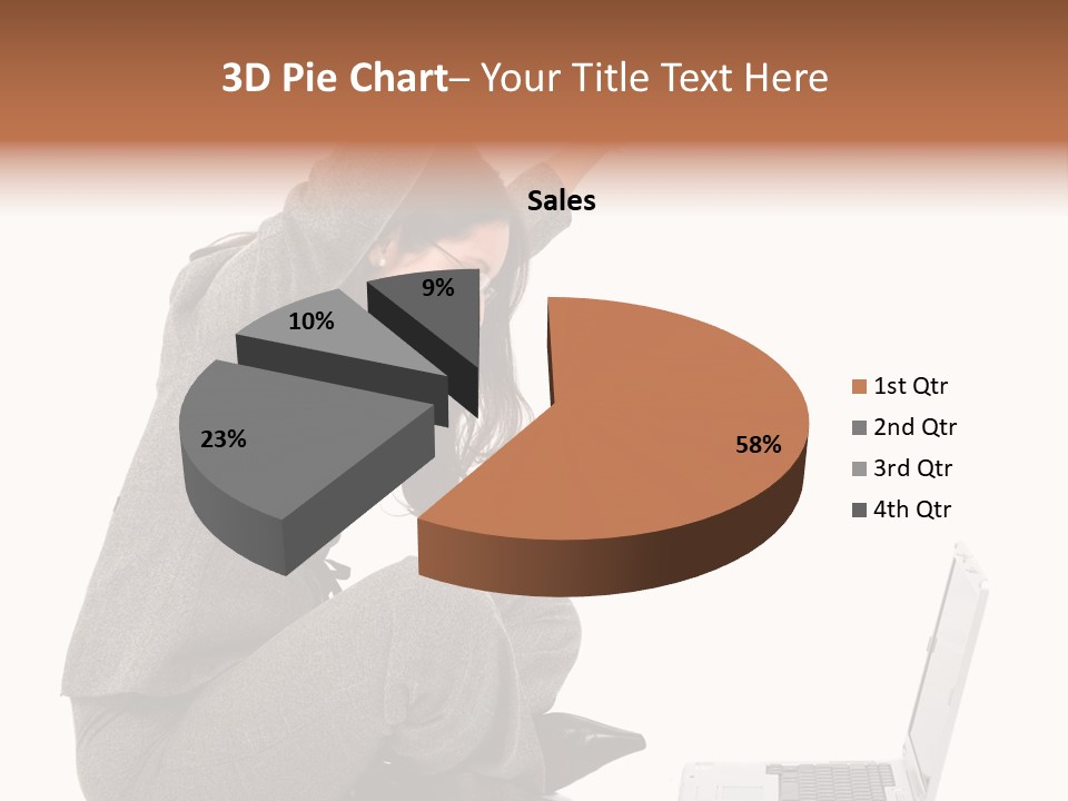 Business Woman Happy With Her Success While Working On A Laptop - Isolated Over A White Background PowerPoint Template