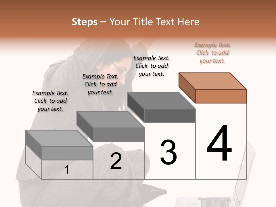 Business Woman Happy With Her Success While Working On A Laptop - Isolated Over A White Background PowerPoint Template