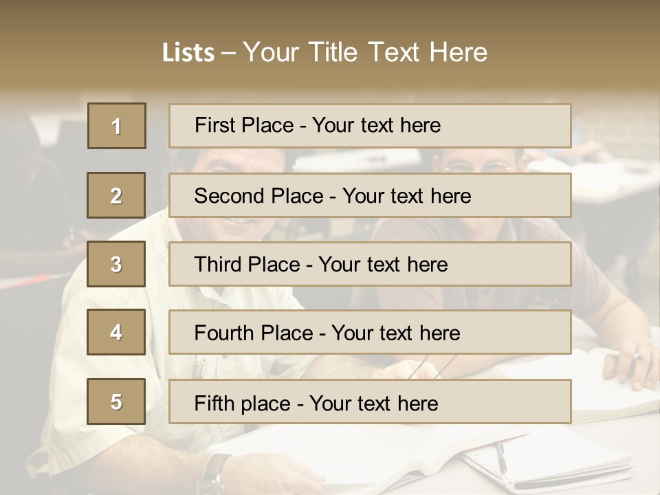 Friendly, Happy  Education Students Sitting In Class. PowerPoint Template