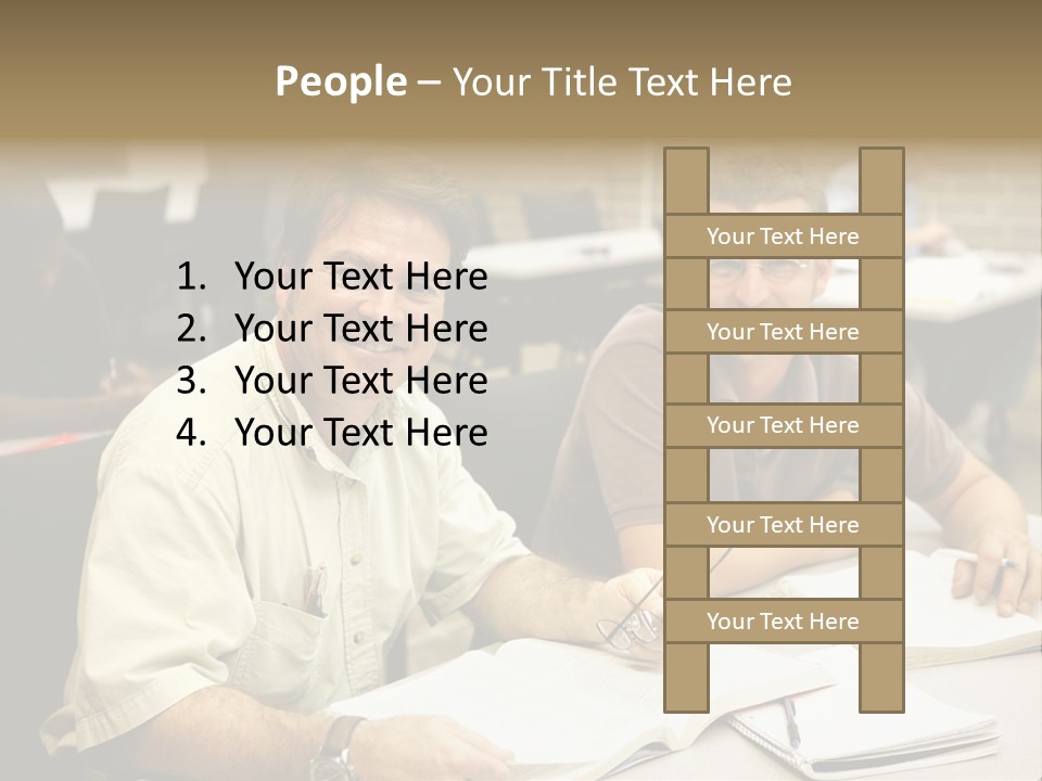 Friendly, Happy  Education Students Sitting In Class. PowerPoint Template