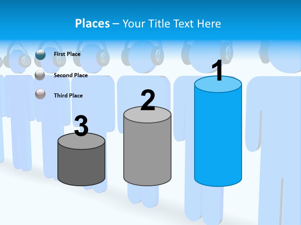 3D Figures Wearing Headphones PowerPoint Template