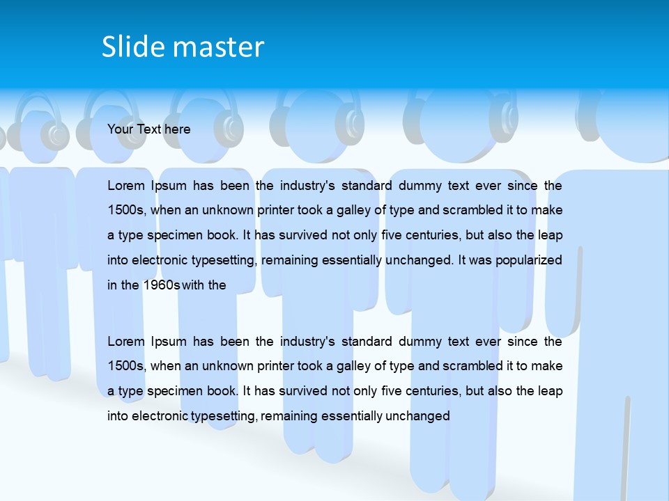 3D Figures Wearing Headphones PowerPoint Template