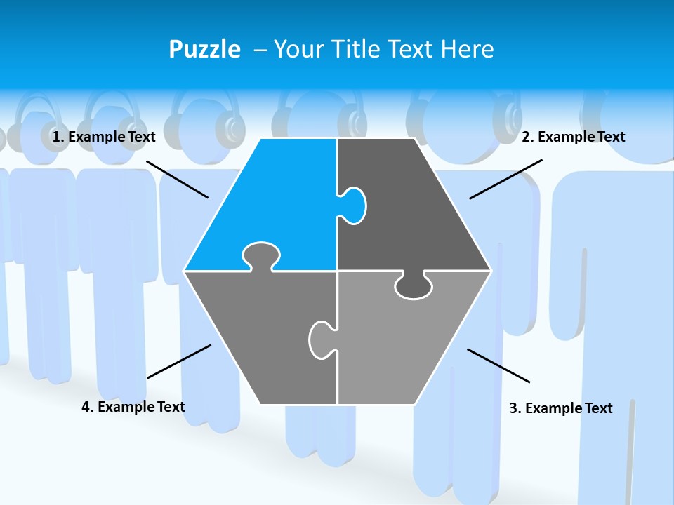 3D Figures Wearing Headphones PowerPoint Template