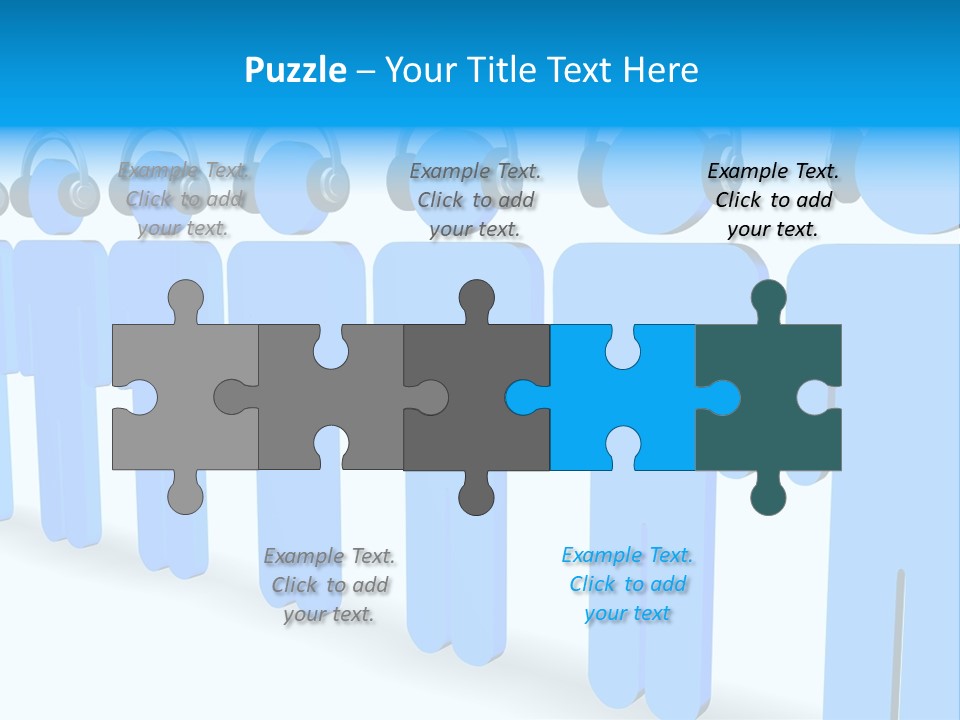 3D Figures Wearing Headphones PowerPoint Template