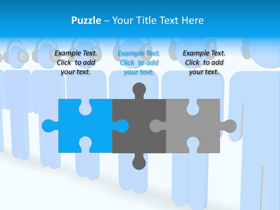 3D Figures Wearing Headphones PowerPoint Template