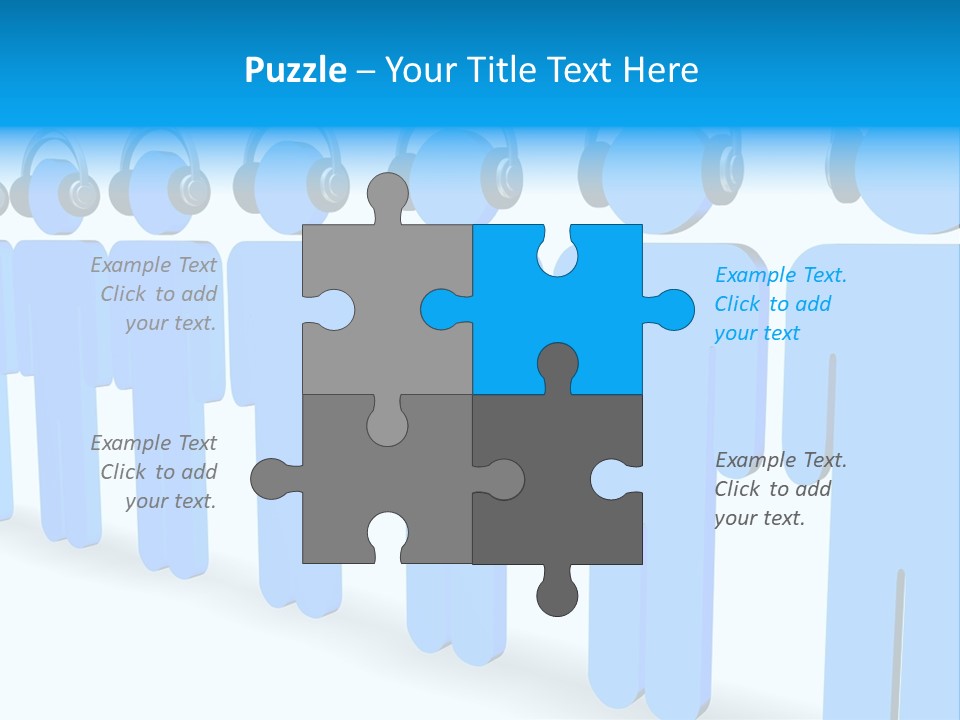 3D Figures Wearing Headphones PowerPoint Template