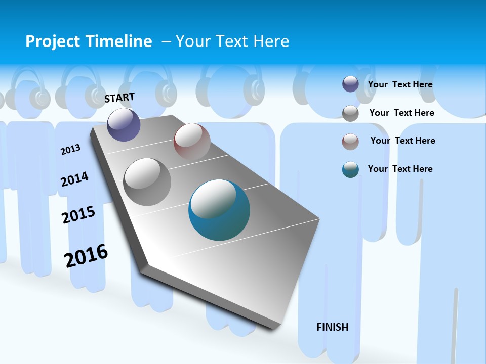 3D Figures Wearing Headphones PowerPoint Template