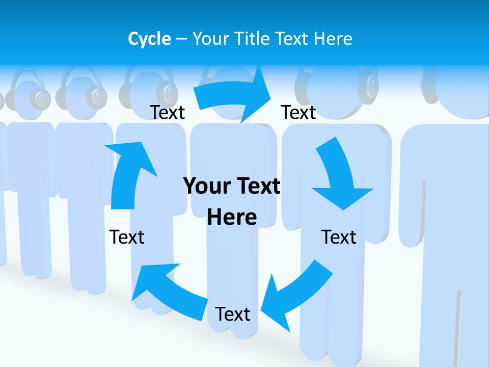 3D Figures Wearing Headphones PowerPoint Template