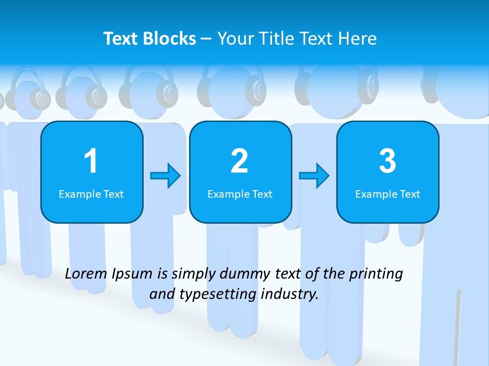 3D Figures Wearing Headphones PowerPoint Template
