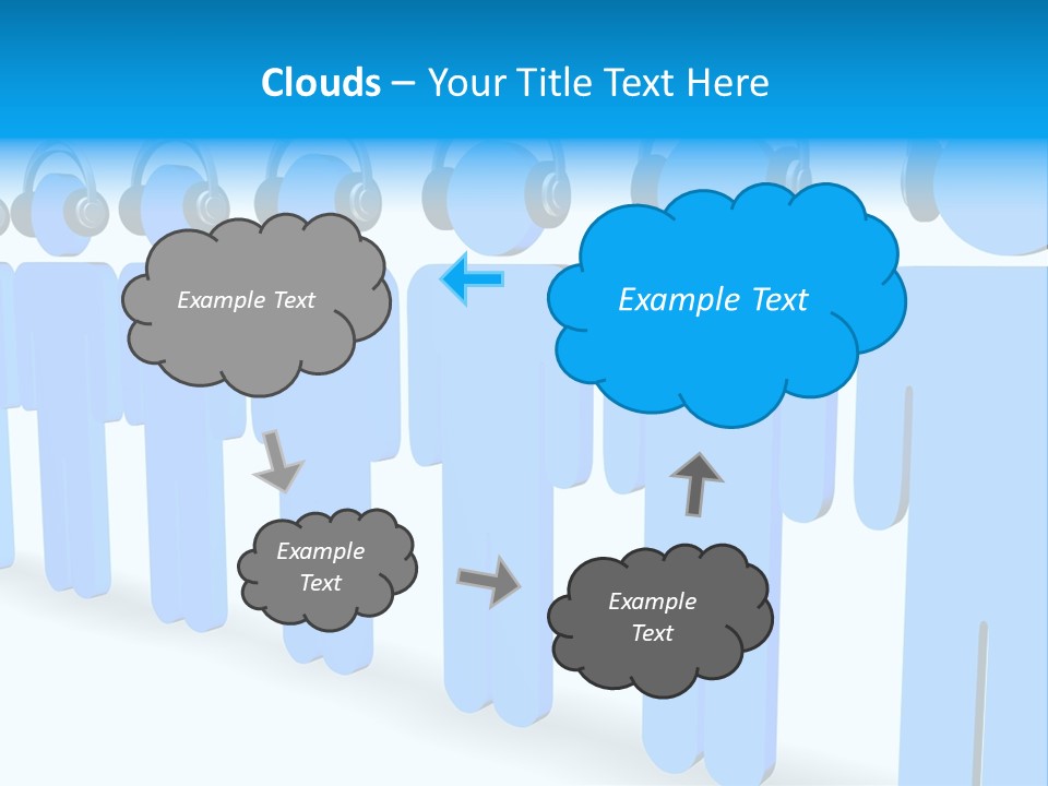 3D Figures Wearing Headphones PowerPoint Template
