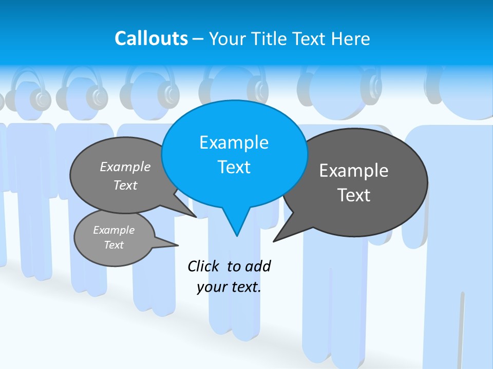 3D Figures Wearing Headphones PowerPoint Template