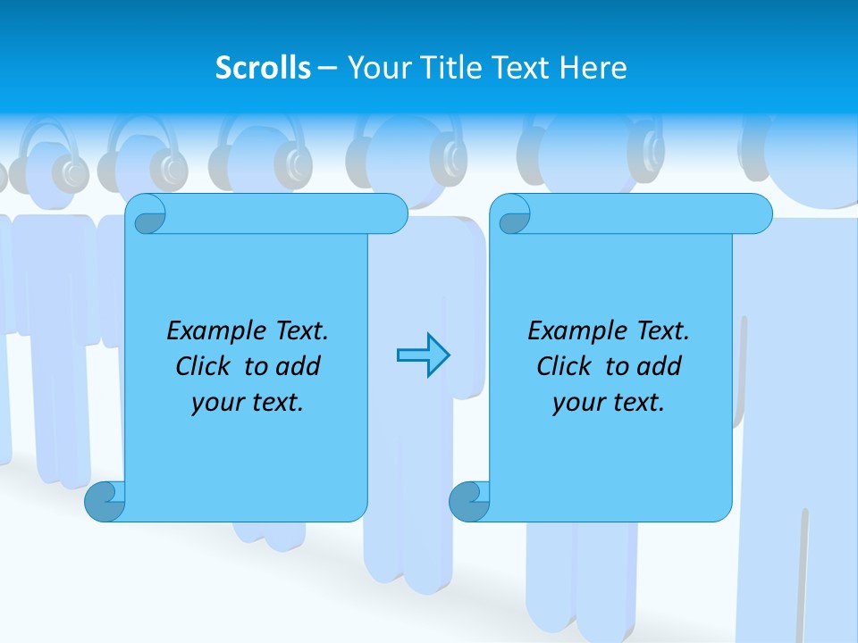 3D Figures Wearing Headphones PowerPoint Template