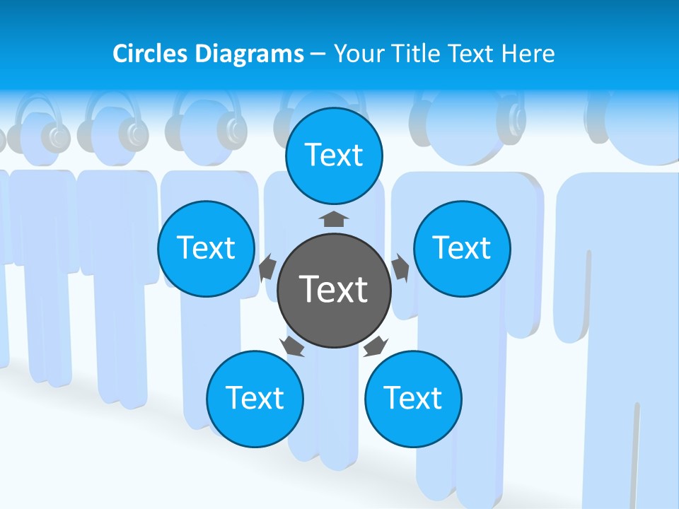 3D Figures Wearing Headphones PowerPoint Template