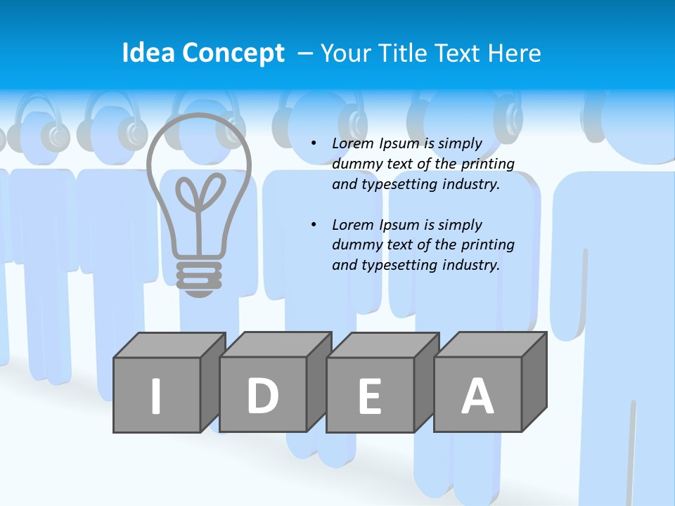 3D Figures Wearing Headphones PowerPoint Template