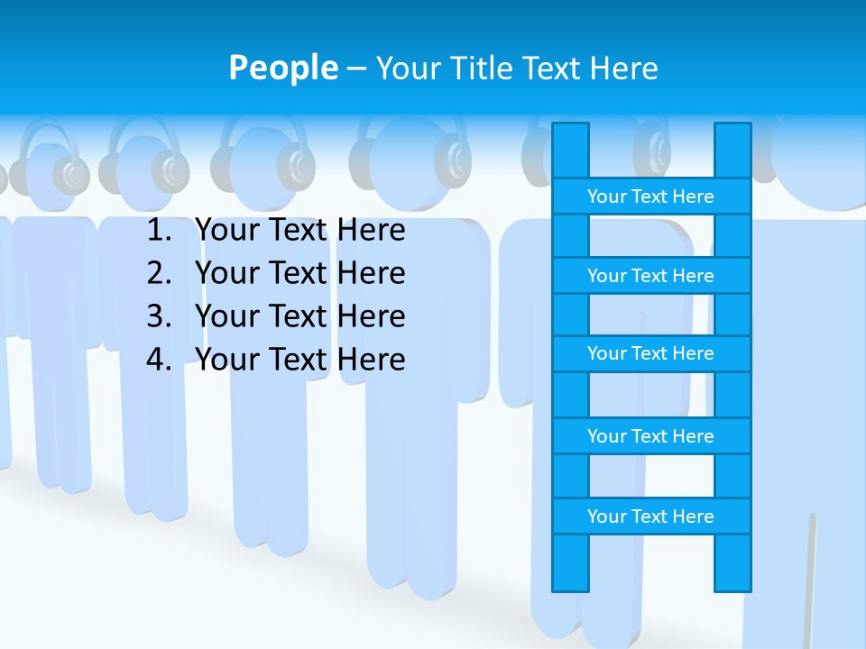 3D Figures Wearing Headphones PowerPoint Template