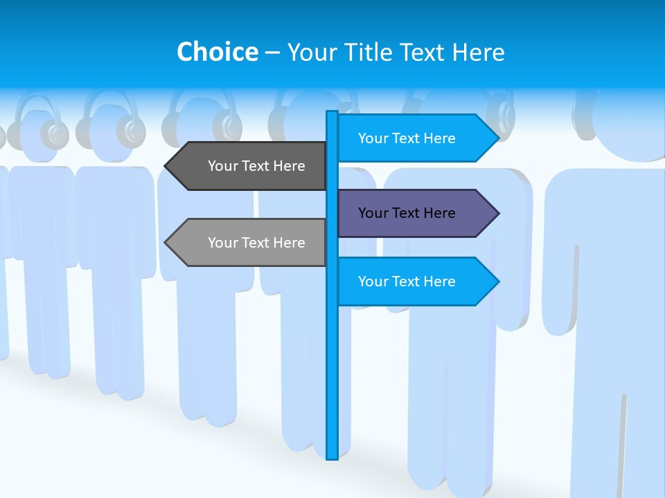 3D Figures Wearing Headphones PowerPoint Template