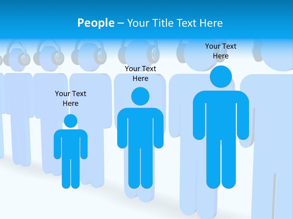 3D Figures Wearing Headphones PowerPoint Template