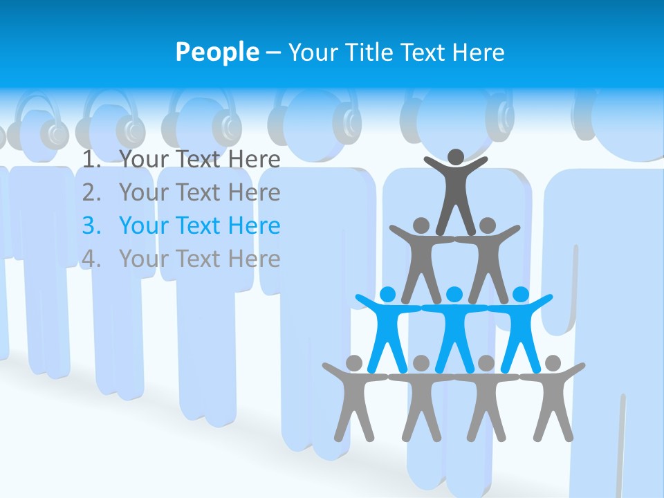 3D Figures Wearing Headphones PowerPoint Template