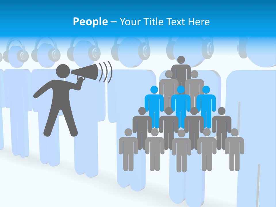 3D Figures Wearing Headphones PowerPoint Template