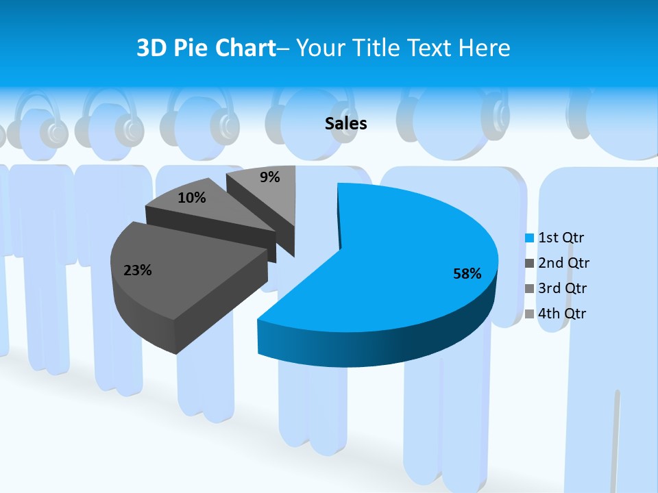 3D Figures Wearing Headphones PowerPoint Template
