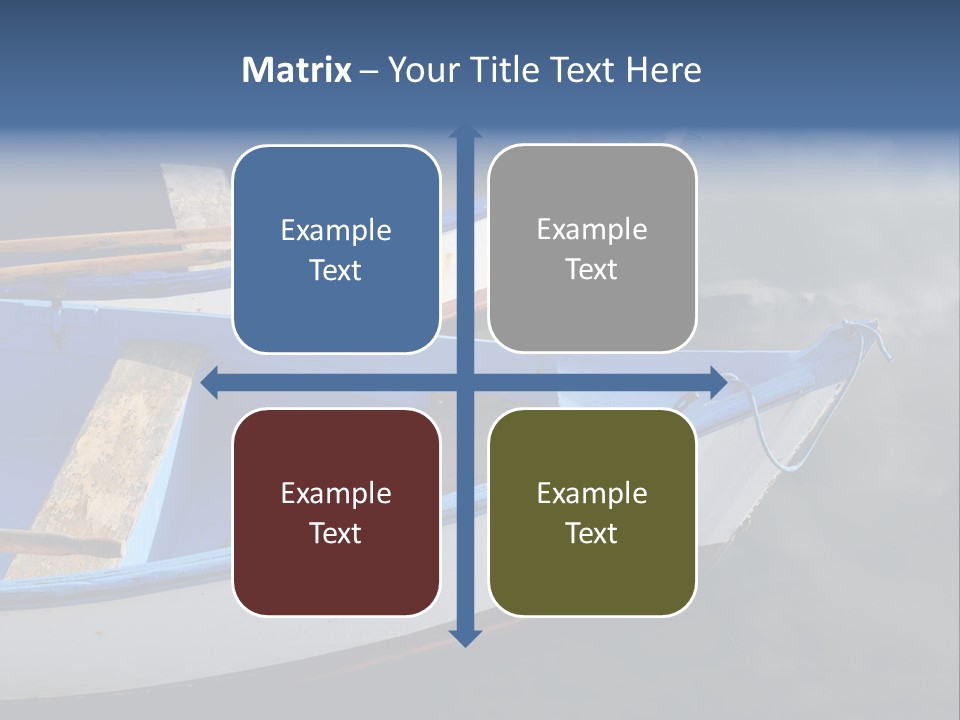 Sky Reflection And Wooden Blue Boats Awaiting Tourists At The Jetty PowerPoint Template