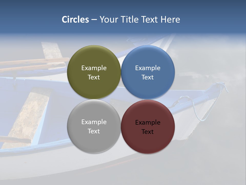 Sky Reflection And Wooden Blue Boats Awaiting Tourists At The Jetty PowerPoint Template