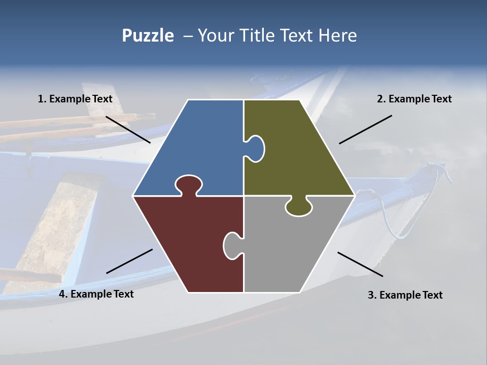 Sky Reflection And Wooden Blue Boats Awaiting Tourists At The Jetty PowerPoint Template