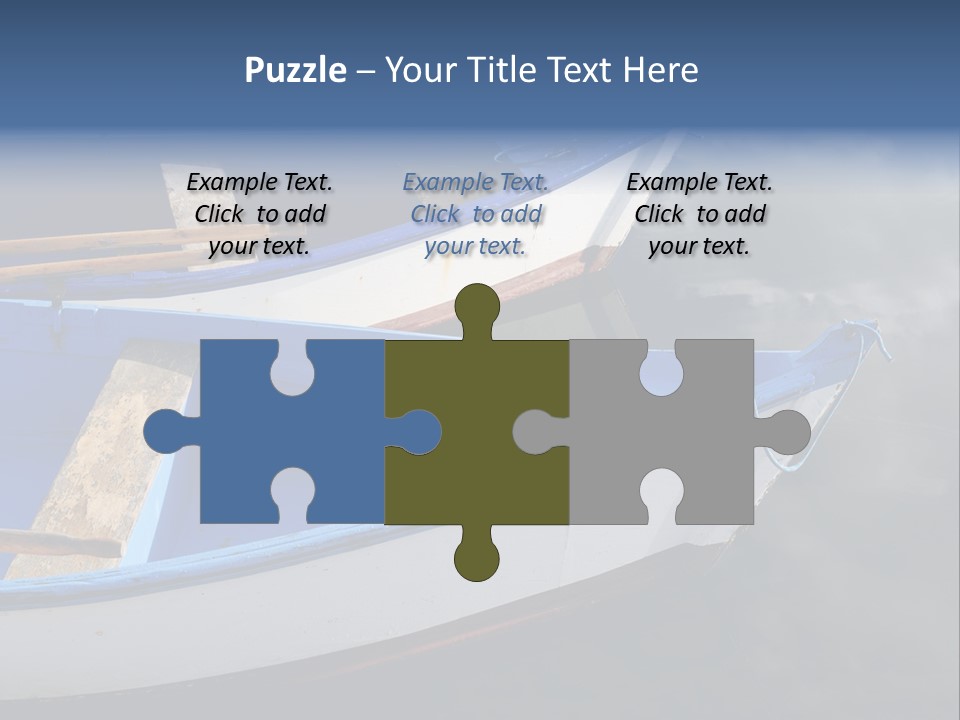 Sky Reflection And Wooden Blue Boats Awaiting Tourists At The Jetty PowerPoint Template