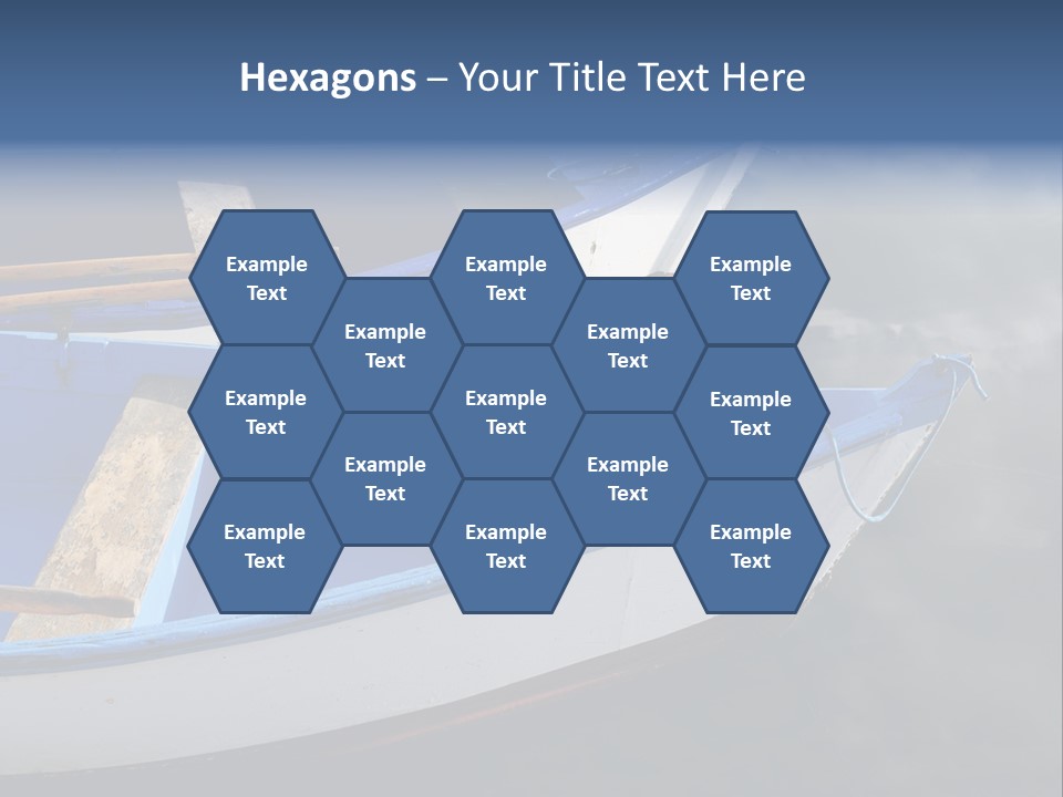 Sky Reflection And Wooden Blue Boats Awaiting Tourists At The Jetty PowerPoint Template