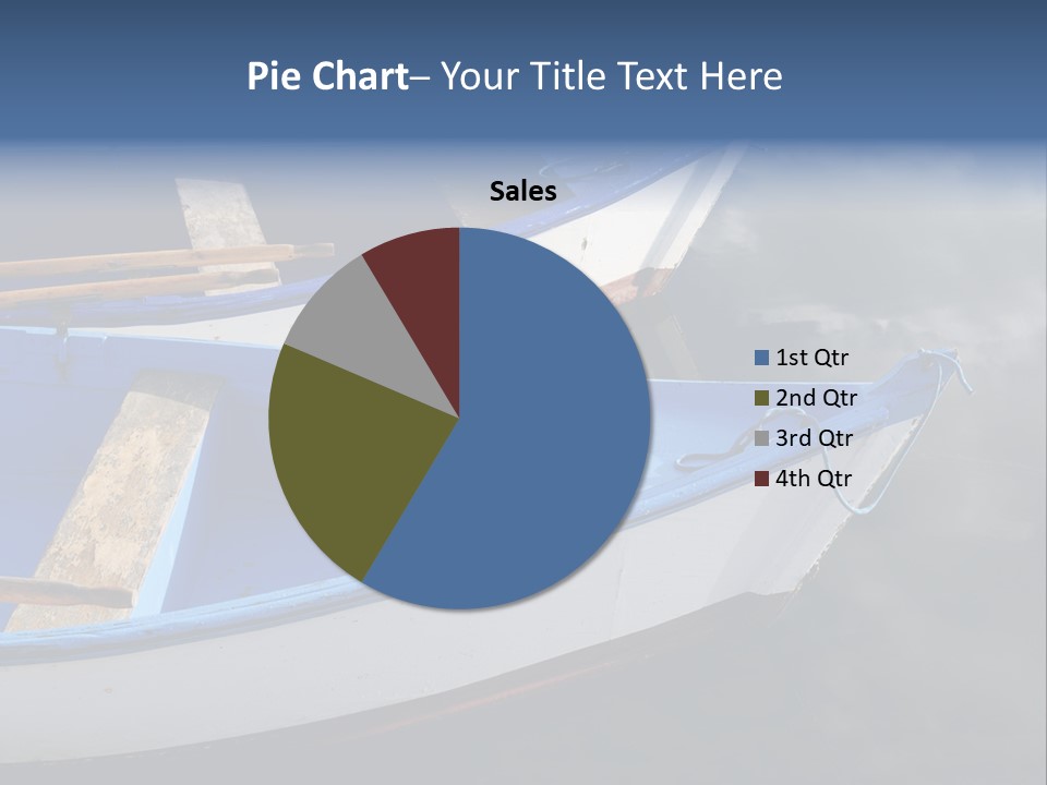 Sky Reflection And Wooden Blue Boats Awaiting Tourists At The Jetty PowerPoint Template