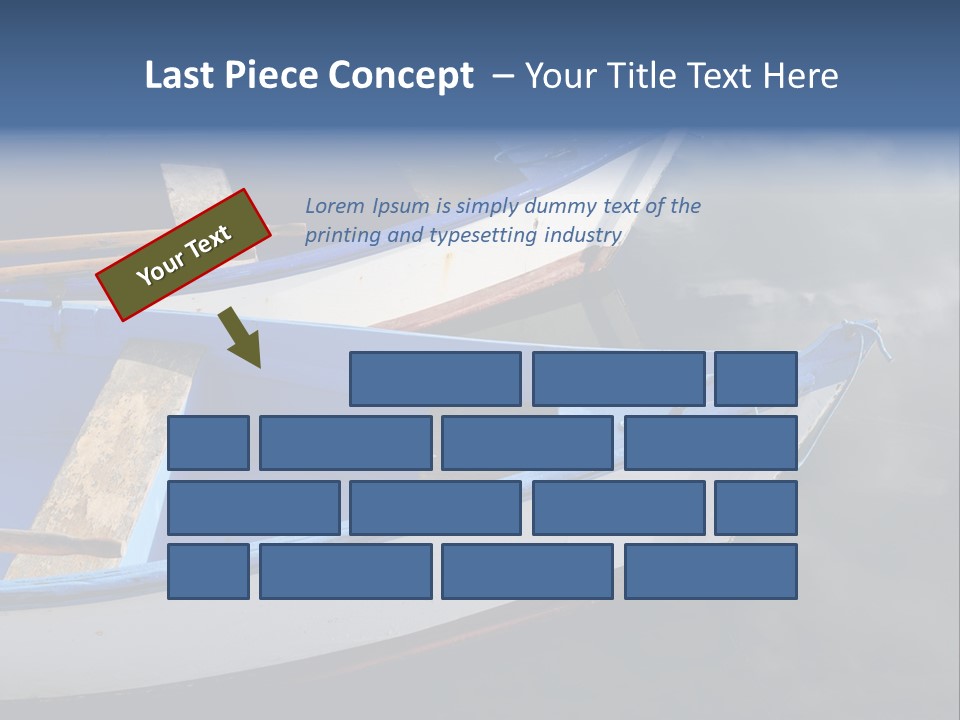 Sky Reflection And Wooden Blue Boats Awaiting Tourists At The Jetty PowerPoint Template