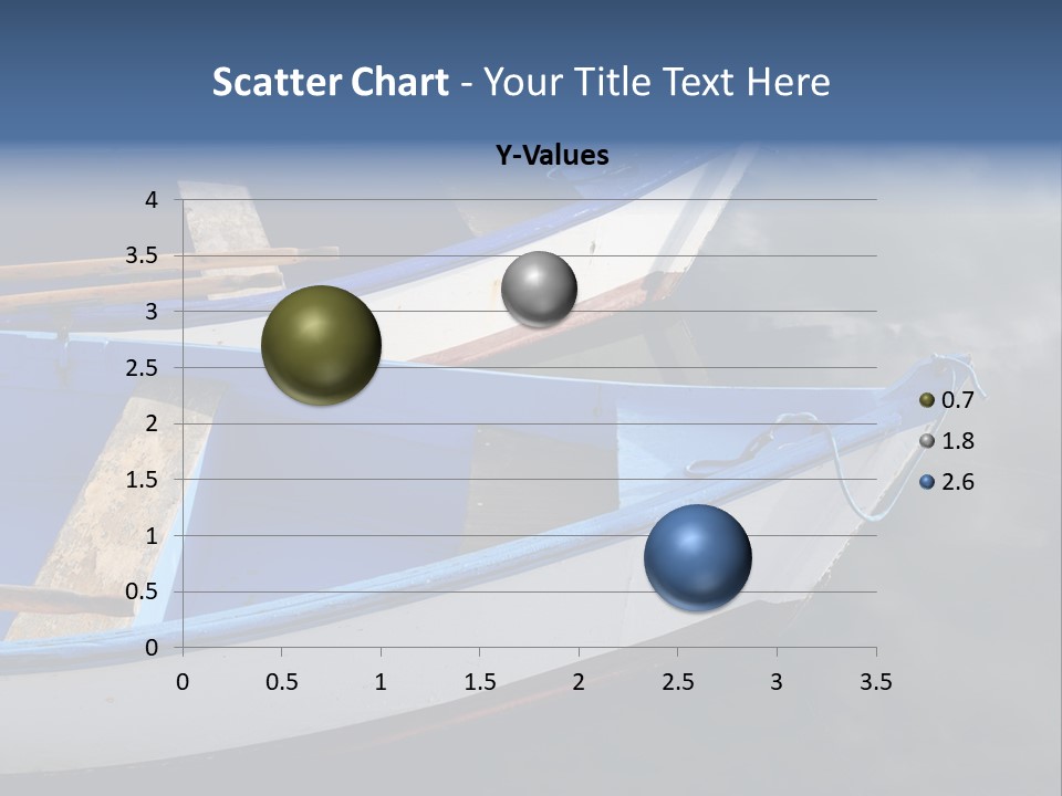 Sky Reflection And Wooden Blue Boats Awaiting Tourists At The Jetty PowerPoint Template