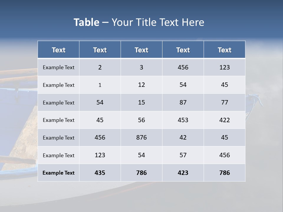 Sky Reflection And Wooden Blue Boats Awaiting Tourists At The Jetty PowerPoint Template