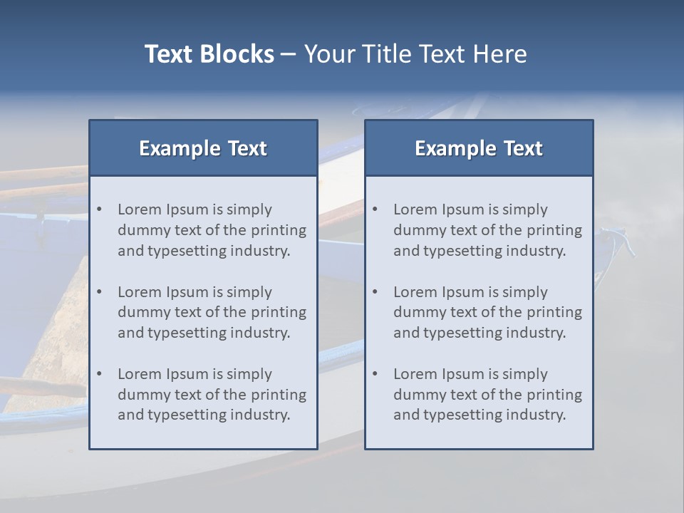 Sky Reflection And Wooden Blue Boats Awaiting Tourists At The Jetty PowerPoint Template